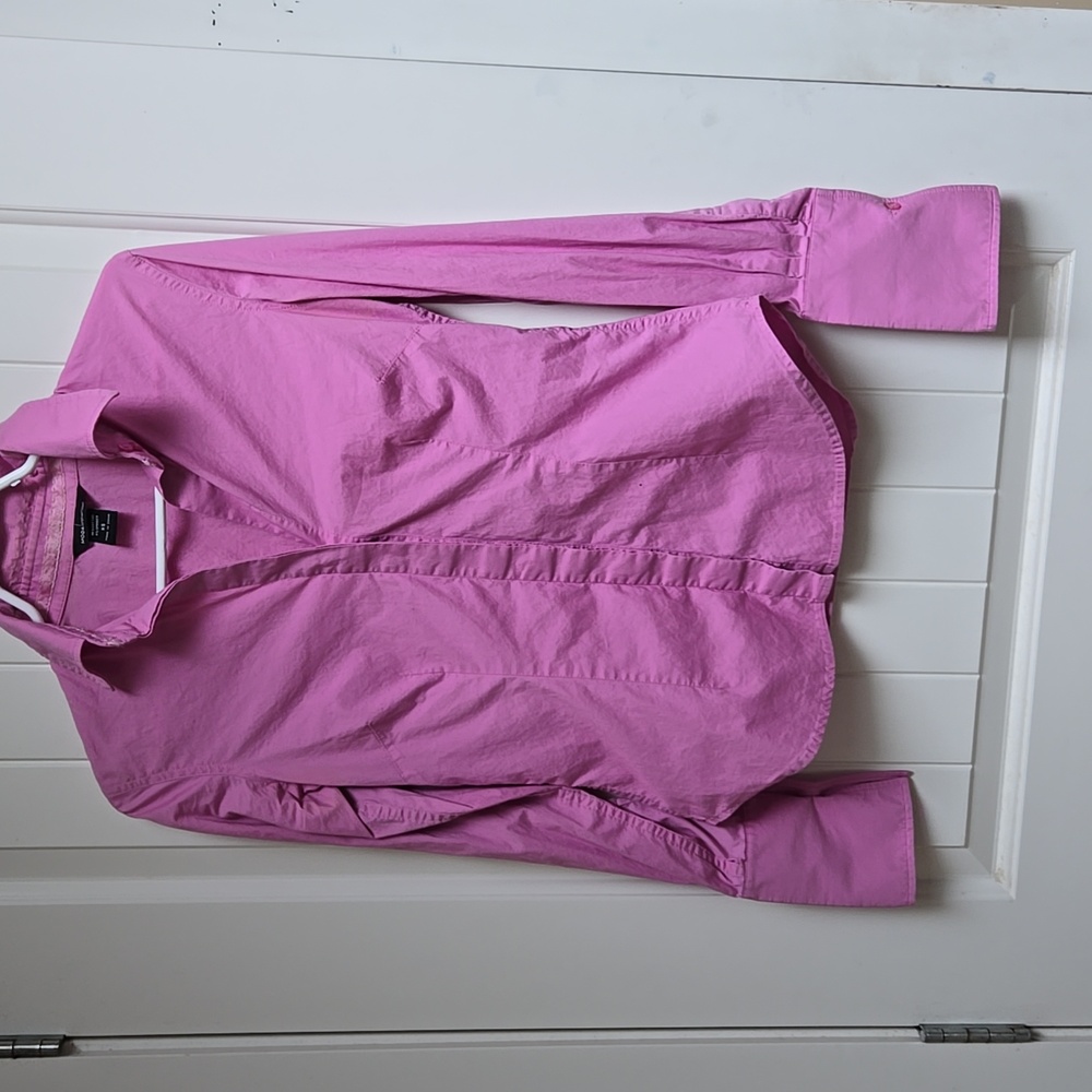 Moda International Classic Dark Pink Women's XS Button Up Cotton Blouse Shirt
